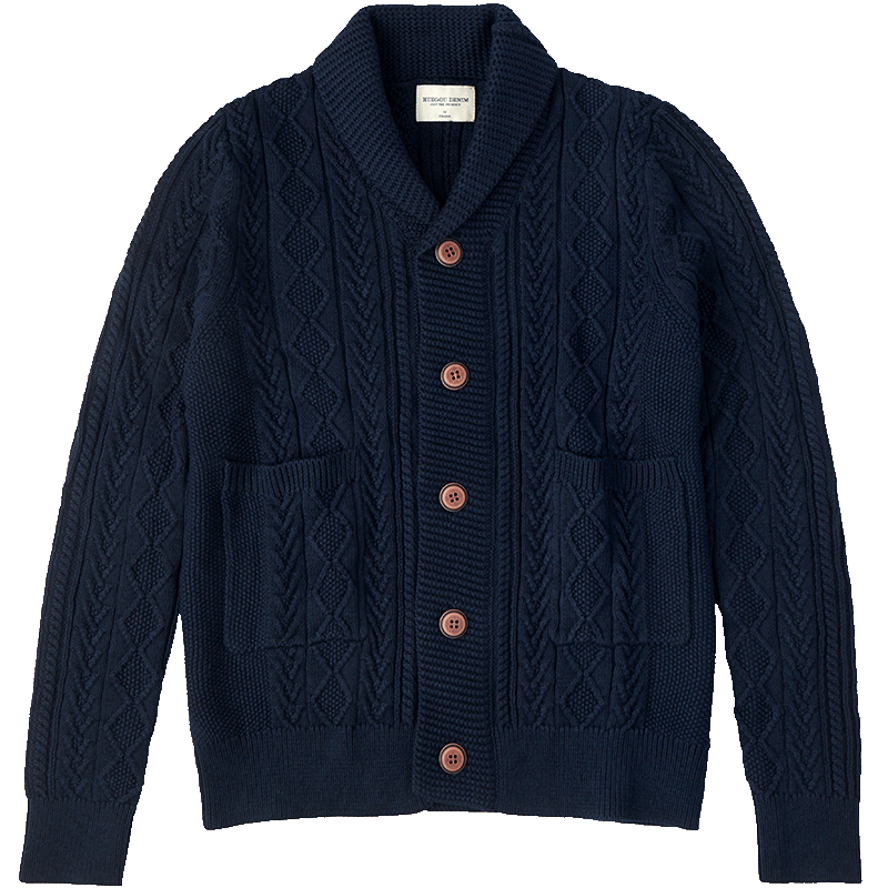 KUEGOU 100 Cotton Autumn Clothing Shawl collar Men Sweater Thick Coat