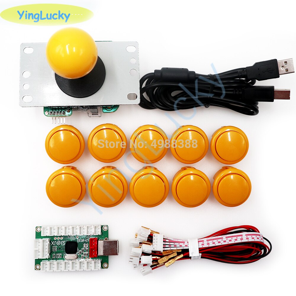 DIY joystick arcade kit arcade game USB zero-delay encoder arcade button game console raspberry pie box MAME mando arcade: yellow