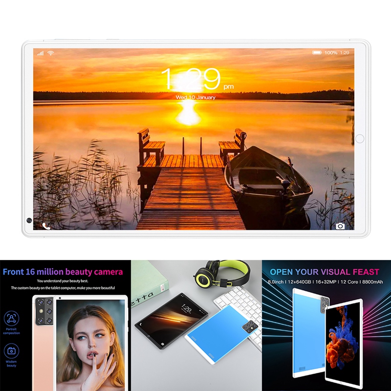 8-Inch Tablet Computer, Android Eight-Core Built-In Smart Gravity Sensor Learning Student Tablet 1G+16GB