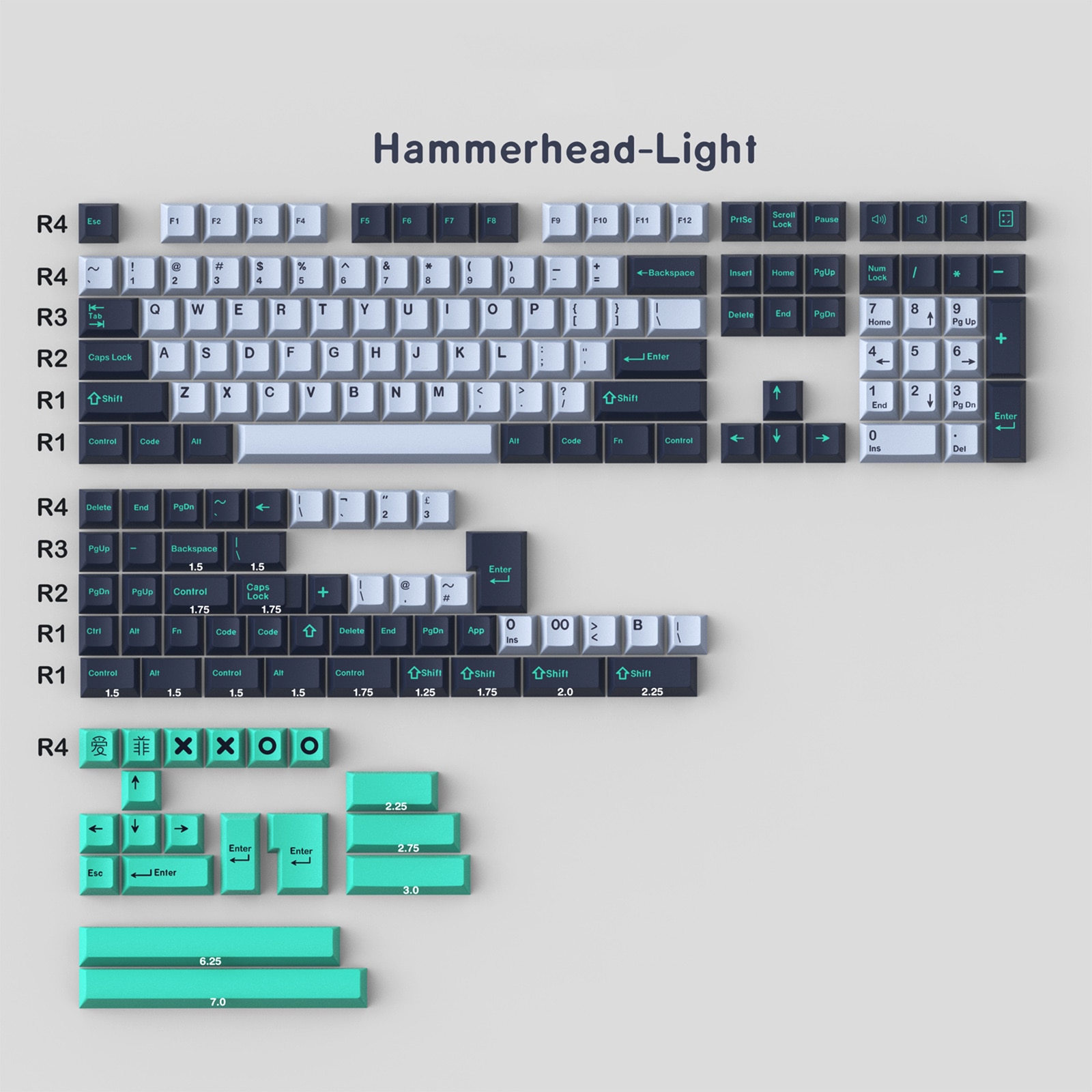 GMK Copy Monster/ Botanical/Blue Samurai 173 Key DOUBLE SHOT Cherry Profile Keycap For Mechanical Gaming Keyboard GMMK Pro: 173 Hammerhead 2