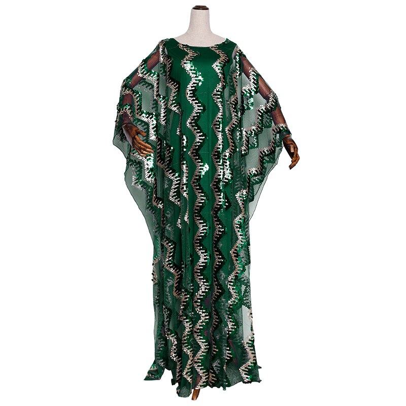 Md abaya dubai kalkun muslimsk hijab kjole kvinder pailletter skinnende kjole arabisk kaftan marokkansk kimono plus størrelse boubou klæder: Grøn