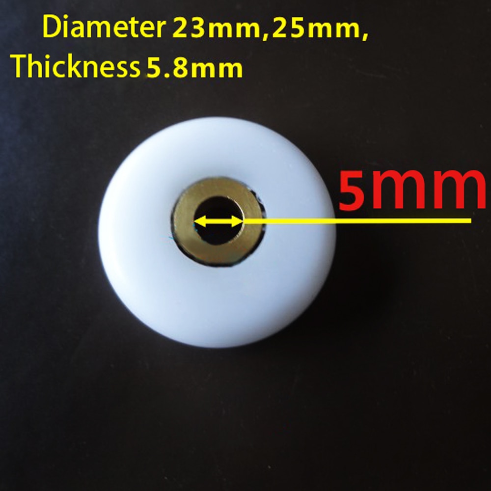 Sujetadores de rodamiento para baño, 8 unids/lote de 23mm/25mm de diámetro, corredor de puerta de ducha deslizante, polea de rodillo, distancia de agujero de 5mm