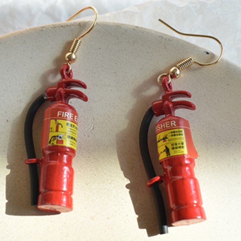 Crazy Exaggeration Fire Extinguisher Earrings Fireman Funny Dangle Earrings Personality Cute Accessories: Extinguisher