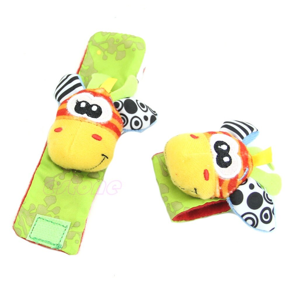 Infant Baby Kids Boy Cute Animal Hand Wrist Bells Foot Sock Rattles Soft Toys %328/319