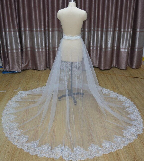 Jupe en dentelle avec train, jupe amovible Tulle sur jupe train amovible pour robe de mariée, maxi jupe en dentelle accessoires de mariage