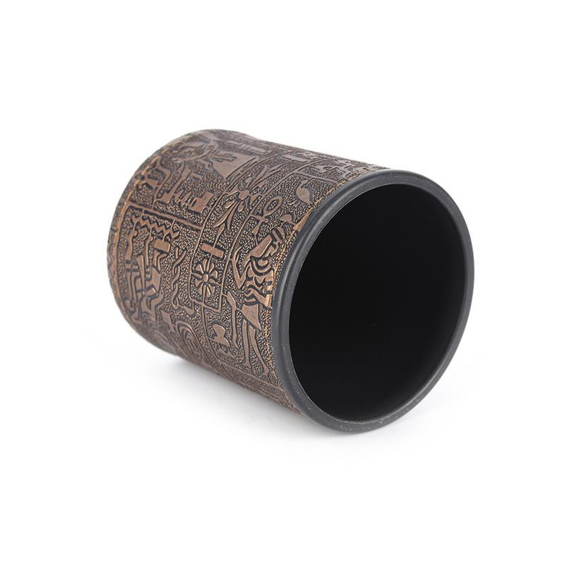Leather Dice Cup Egyptian Pattern Leather Straight Dice Cup For Drinking Party Dice Game KTV Bar