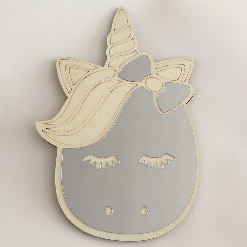 Decoración Para el hogar, espejo de pared con de unicornio, espejo acrílico para la habitación de los niños bebés, decoración creativa, para niños: Unicorn B