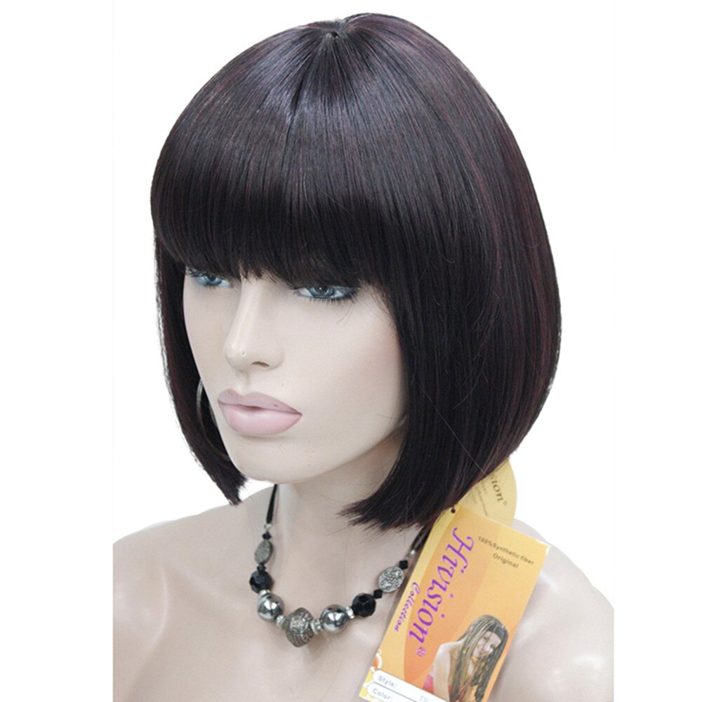 StrongBeauty Bob-pelucas de pelo negro para mujer, pelo corto, recto, Natural, sintético, sin capa, opciones de color: 2SP99T