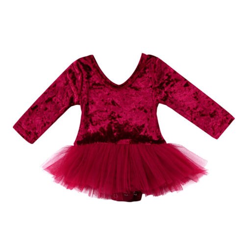 enfant en bas âge enfant bébé filles body rouge velours Tulle bébé filles fête d'anniversaire de mariage vêtements nouvel an costome pour les filles