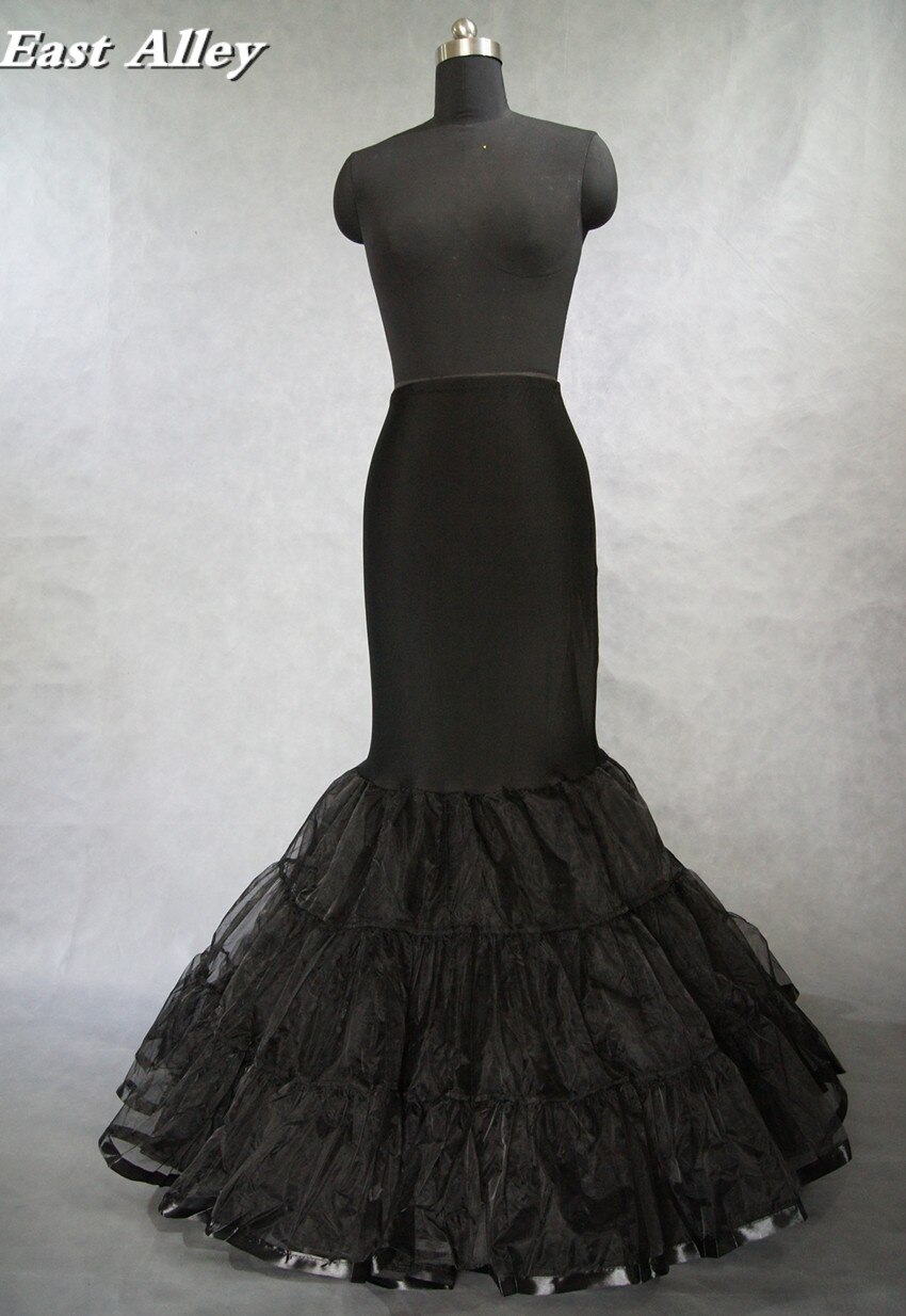 Plus size zeemeermin trompet trouwjurk petticoat crinoline onderrok volledige slip ivoor / wit / zwart