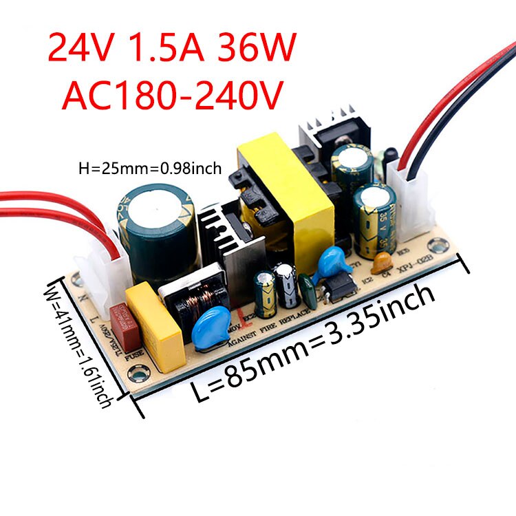 Led Driver 220 12V 1A 2A 3A 5V 2A 24V 12V 32V Led Power supply Geen Flikkering 12W 24W 36W Licht Transformers Voor Fan Led Verlichting: 24V  1.5A  180-240V