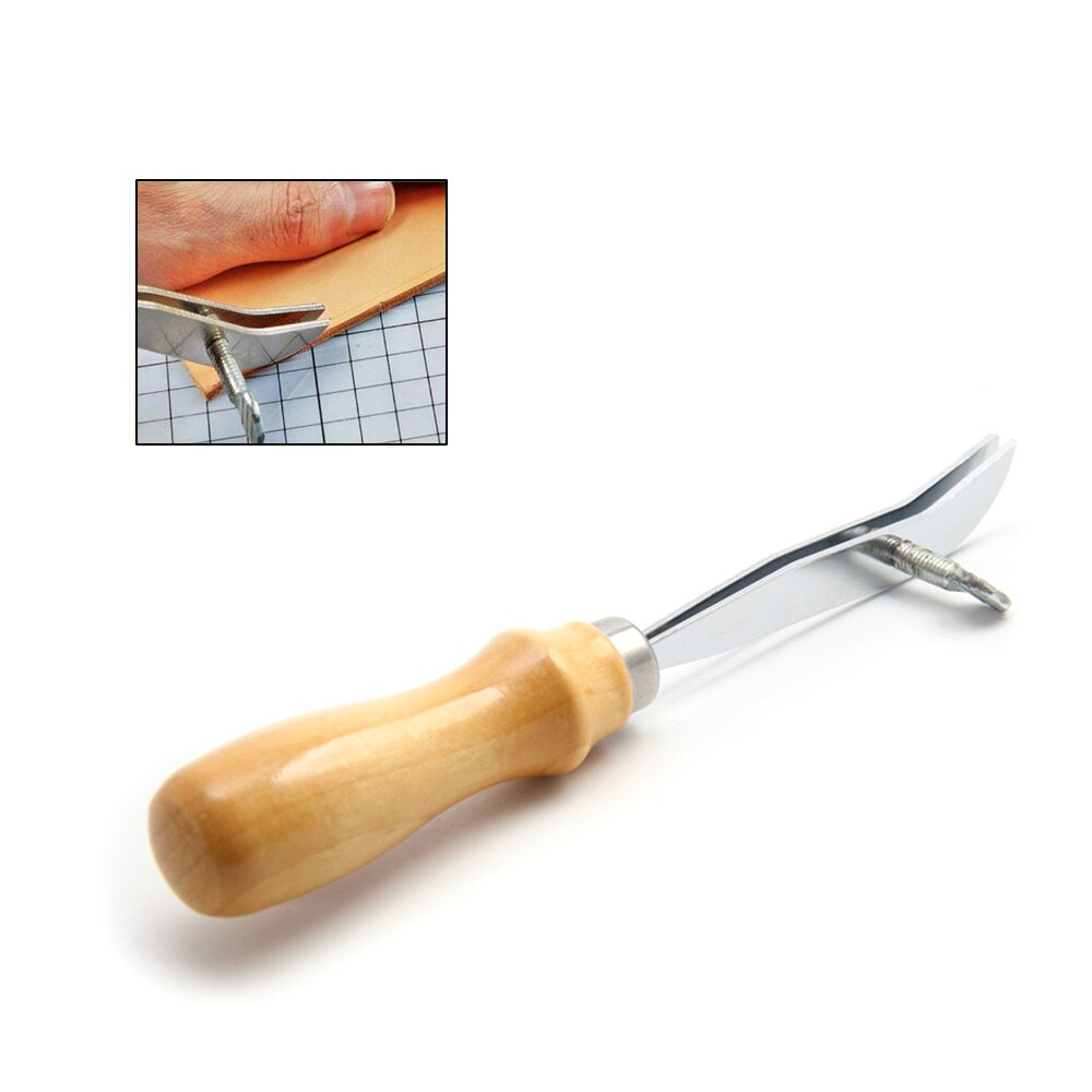 1 Uds. Borde de cuero ajustable Creaser Skiving Tool mango de madera DIY artesanal leatcraft herramientas de trabajo