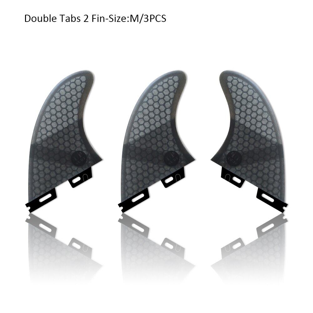 Double tabs 2 surfboard fins honeycomb fiberglass surf fins tri-fin set size m blue/grey/green/red color: Light grey