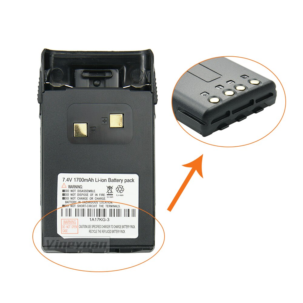 7.4V 1700mAh 1A17KG-3 Li-ion Batterie pour WouXun KG-UVD1P KG-UV6D KG-659 KG-699 KG-689 Radio Bidirectionnelle Rapide Batterie avec Clip Ceinture