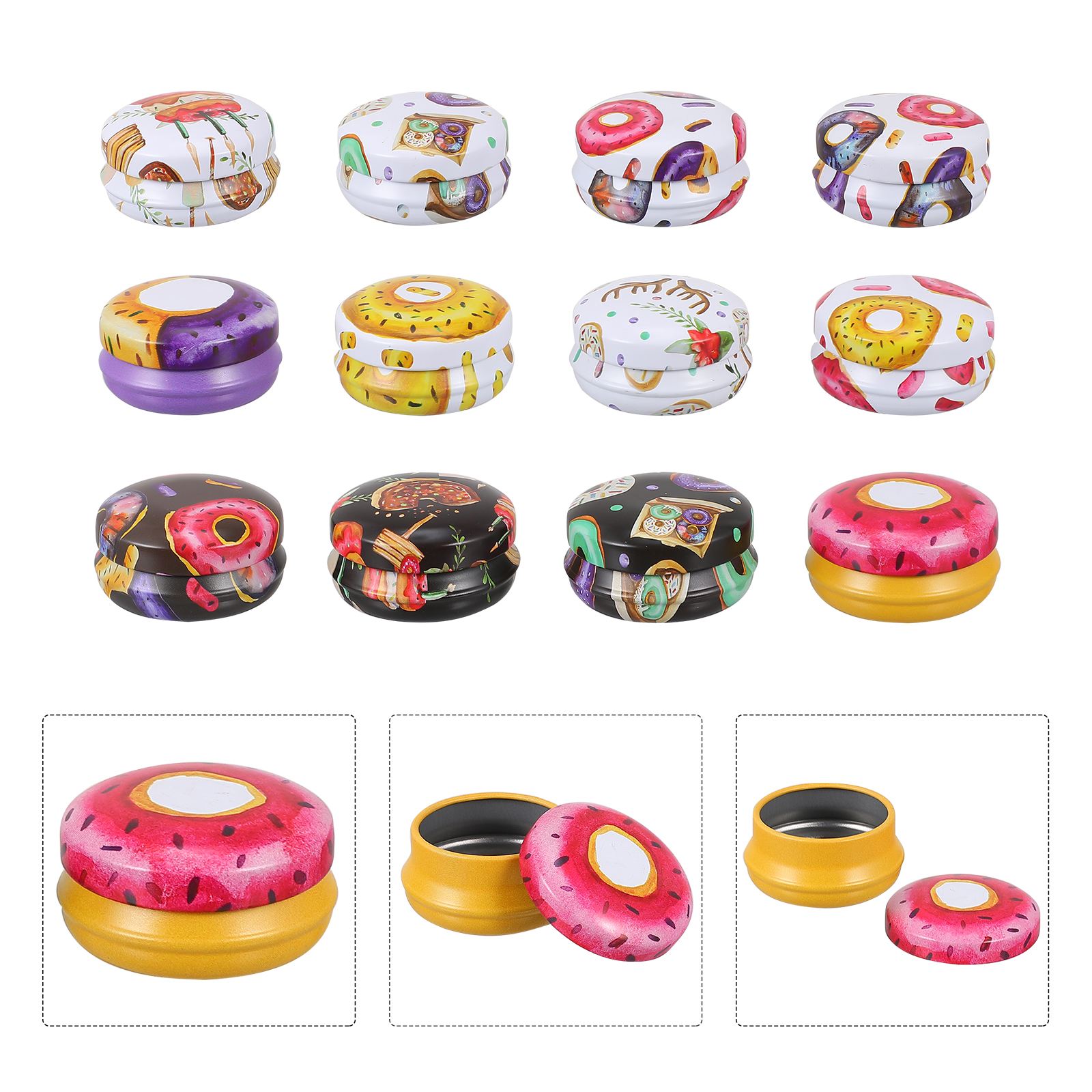 Pot de bougie rond vide en métal, 12 pièces, conteneur de fabrication de bougies, bijoux, perles, épices, rouge à lèvres, bonbons, de rangement de fête