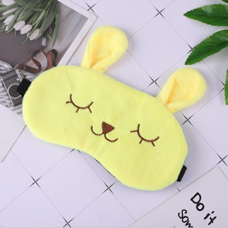 Leuke Kat Slaap Masker Natuurlijke Slapen Oogmasker Eyeshade Cover Shade Eye Patch Vrouwen Meisje Ontspannen Reizen Blinddoek Eyepatch: YELLOW