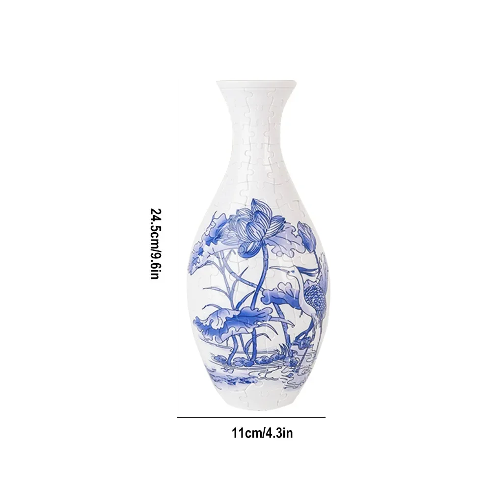3D Puzzle Vase Panda Flower Building Block Porcelain Artistic Vases Home Decoration Kids Girls Christmas Toy: WHITE
