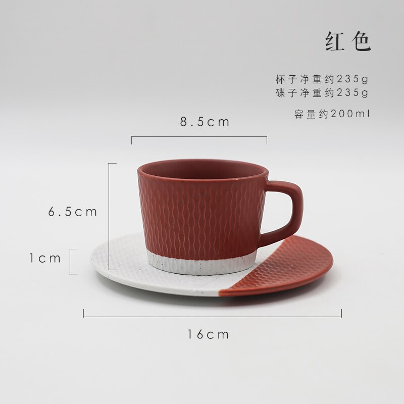 Japansk keramikk kaffekopp enkel gul nordisk hjemme ettermiddagste kopper kontor minimalistisk kopp og tallerken sett  mm60 byd: Rød
