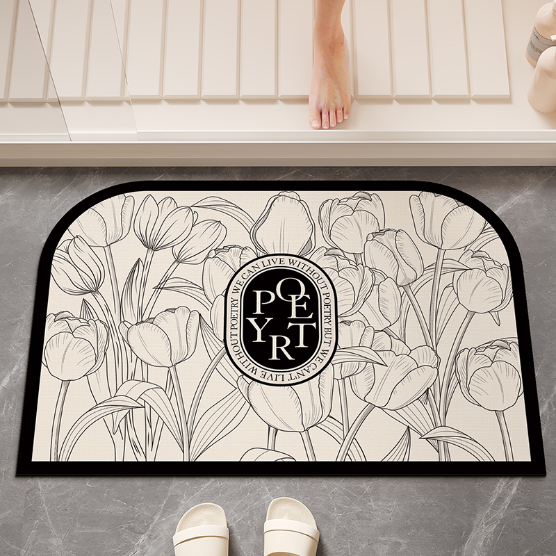 Japan imported muj Wuyin bathroom floor mat diatom mud water absorption quick drying leave-in non-slip household bathroom carpet: 45x70cm / green