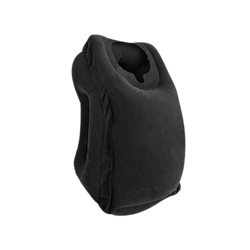 Opblaasbare Slapen Kussen Draagbare Hoofd Slaap Zak Nekkussen Outdoor Camping Reizen Trein Vliegtuig Rest Kussen Camping Gereedschap: Black