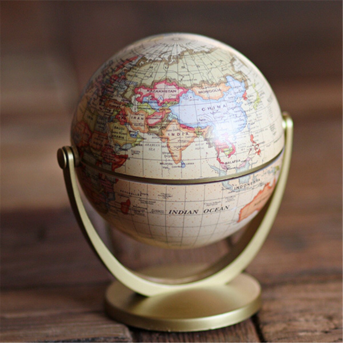 360 Degree Rotating World Globe Earth Antique Home Office Desktop Decor Geography Educational School Supplies Kids Learning