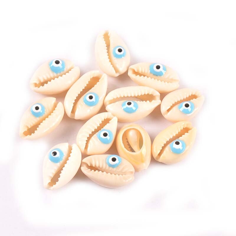 Evil Eyes Conch Shells Beads DIY Scrapbook Craft Natural Seashell For Making Jewelry Bracelet Nautical Home Decorations 10Pcs: 2