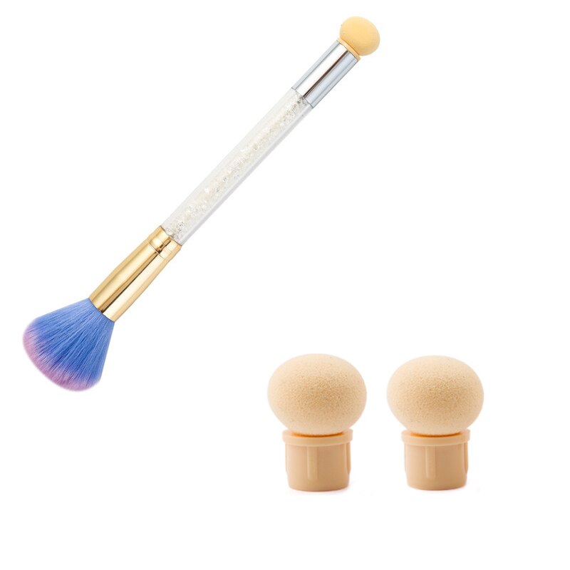 1 Set Double-headed Gradient Brushes Dust Brush Acrylic Rhinestone Sponge Nail Art Brush For Ombre Gradient Nails Manicure Tool: 3pcs white