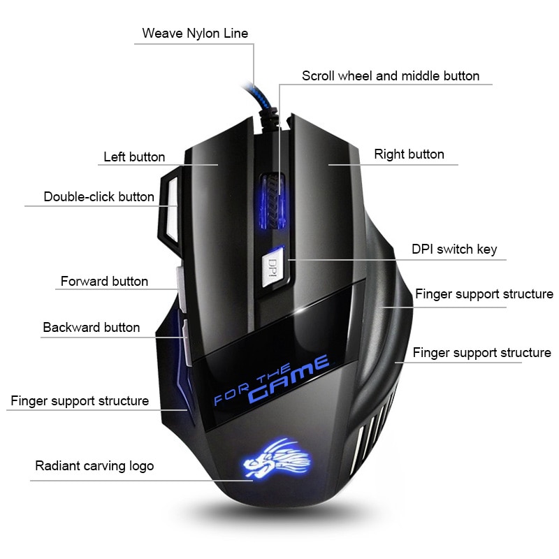 Gaming headset 7.1 dyp bass stereo spillhodetelefoner med mikrofon fargerikt led-lys for pc bærbar pc + spillmus + musematte