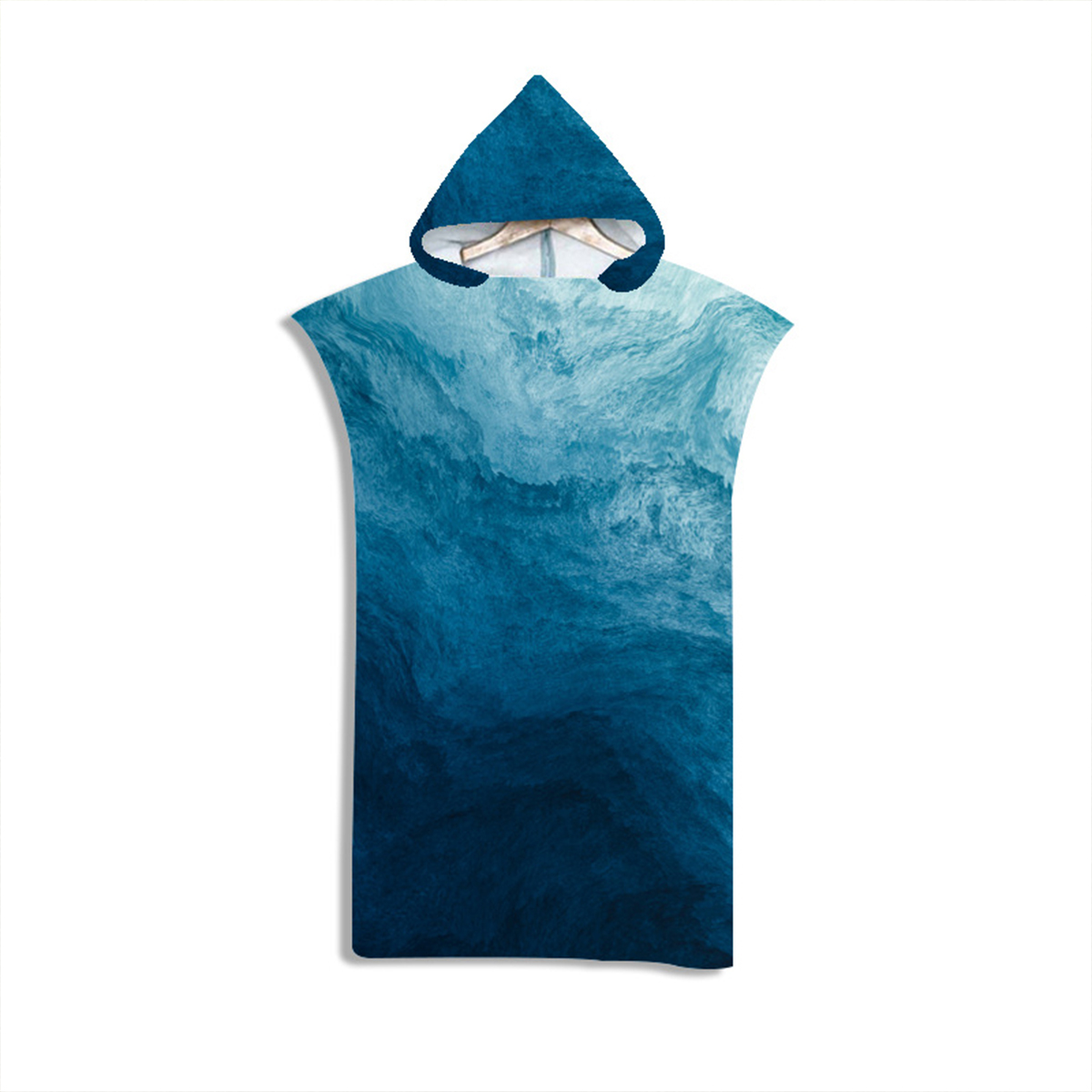Badetuch mit Kapuze für Erwachsene, Mikrofaser-Poncho, Strand, schnell trocknender Bademantel, Umhang, Strand-Bademantel: Blau