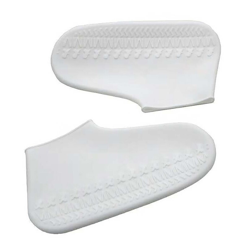 Waterproof Shoe Cover Silicone Material Unisex Shoes Protectors Rain Boots for Indoor Outdoor Rainy Days E11513: W / L