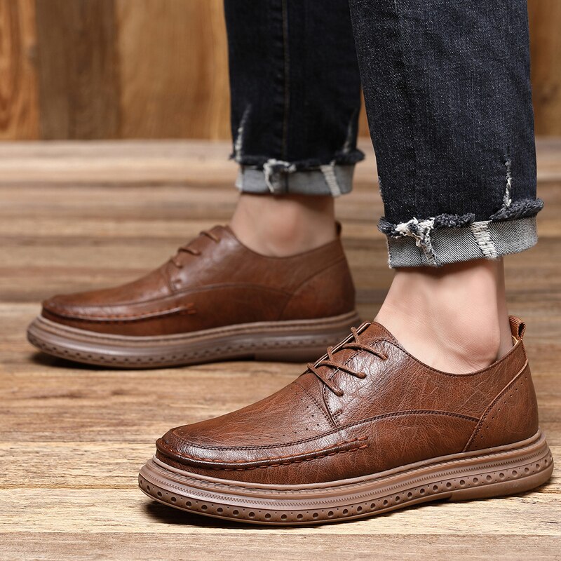 Italiaanse herenschoenen, veterschoenen, klassieke herenschoenen, leren herenschoenen, oxfords, waterdichte schoenen voor buiten, korte schoenen voor buiten