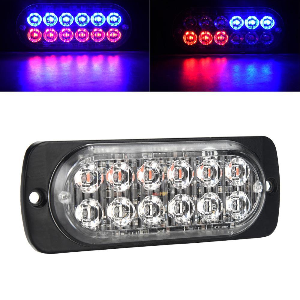 12-24 V camion voiture 12 LED Flash stroboscope voyant lumineux clignotant: Red Blue