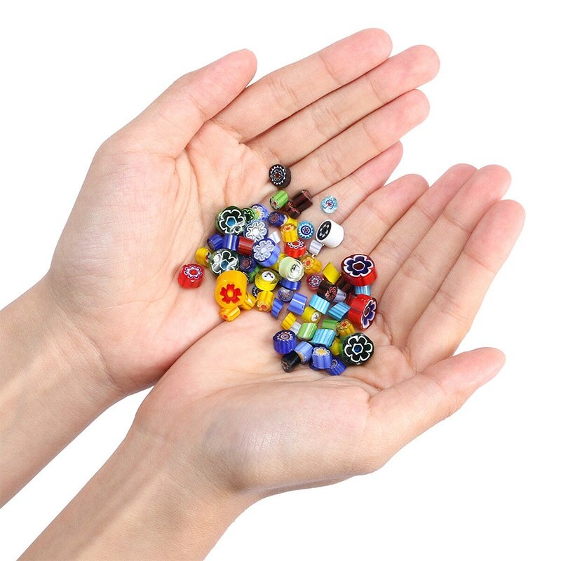 28g Contas de Fusíveis De Vidro Mosaico Para Fazer Jóias Colar Pulseira 90 Rainbow Mix Millefiori COE DIY Acessórios Feitos À Mão