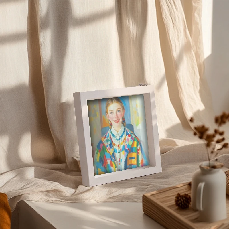 Minimalistische vierkante houten fotolijst voor 6x6 inch foto's, kleine holle witte fotolijst voor 4x4 inch, 8x8 inch, 10x10cm 15x15: 7 inch / WHITE