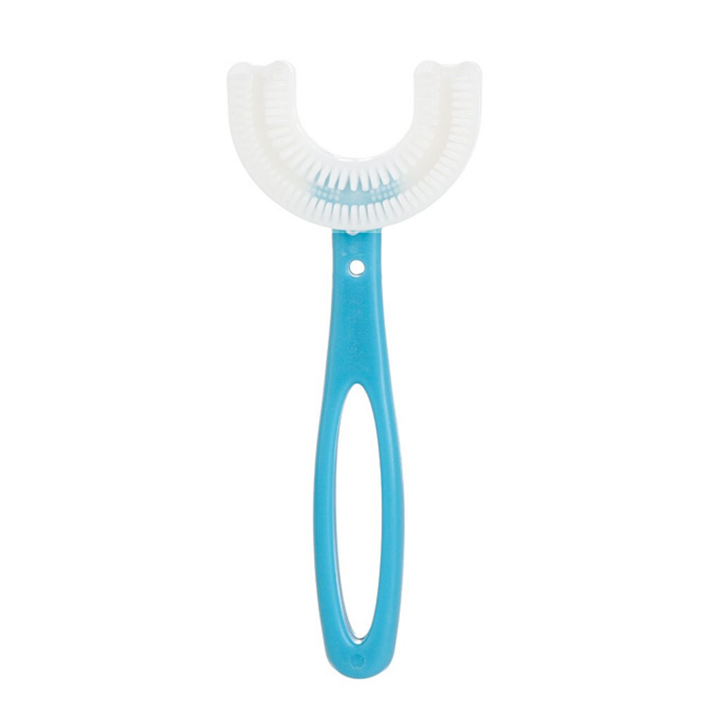 Kids Tandenborstel U-Vorm Zuigeling Tandenborstel Met Handvat Siliconen Oral Care Borstel Voor Peuters Leeftijden 2-12: Blue M (6-12 years)