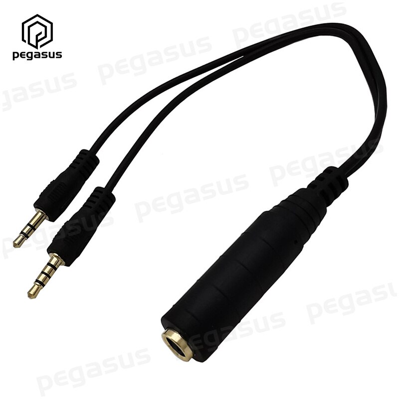 Dc 6.35Mm Vrouwelijk Naar 3.5Mm 3Pole Mannelijke En 3.5Mm 4Pole Male Spiltter Stereo Cord Kabel 0.25M