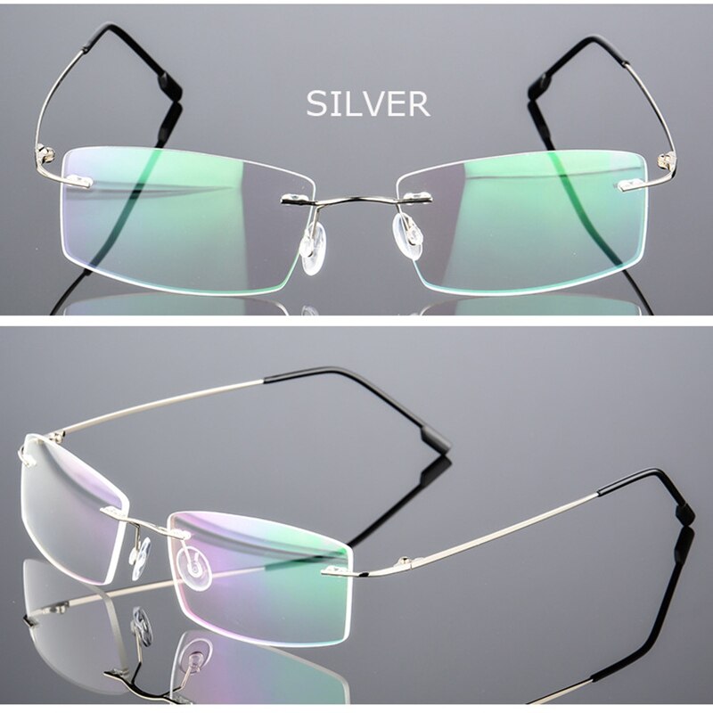 Spectacle Frame Eyeglasses Men Women Rimless Computer Optical Female Male Transparent Clear Lens Glasses Frame QF246: QF246 Silver