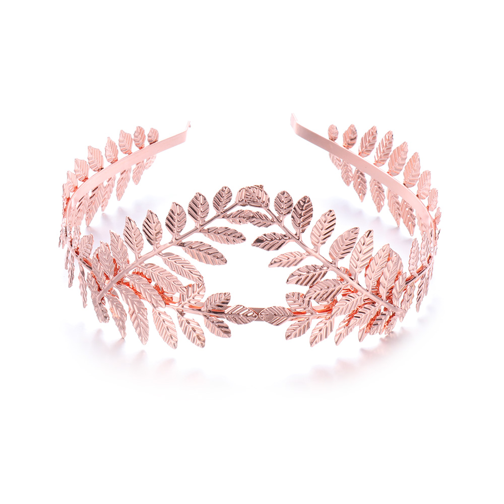 Serre-tête en forme de feuille dorée pour femme, accessoire de coiffure de mariée, diadème romain, couronne, bijoux