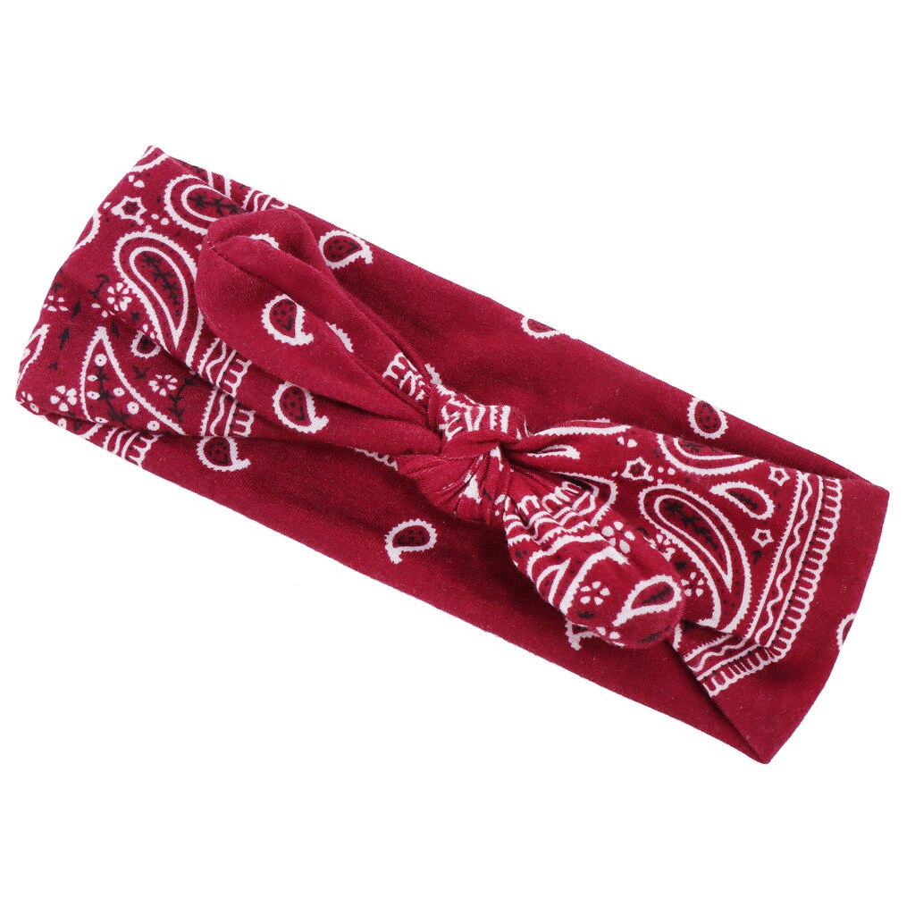 Mode Vrouwen Meisjes Zomer Haarbanden Print Hoofdbanden Vintage Cross Tulband Bandage Bandana Haarbanden Haar Accessoires: red wine
