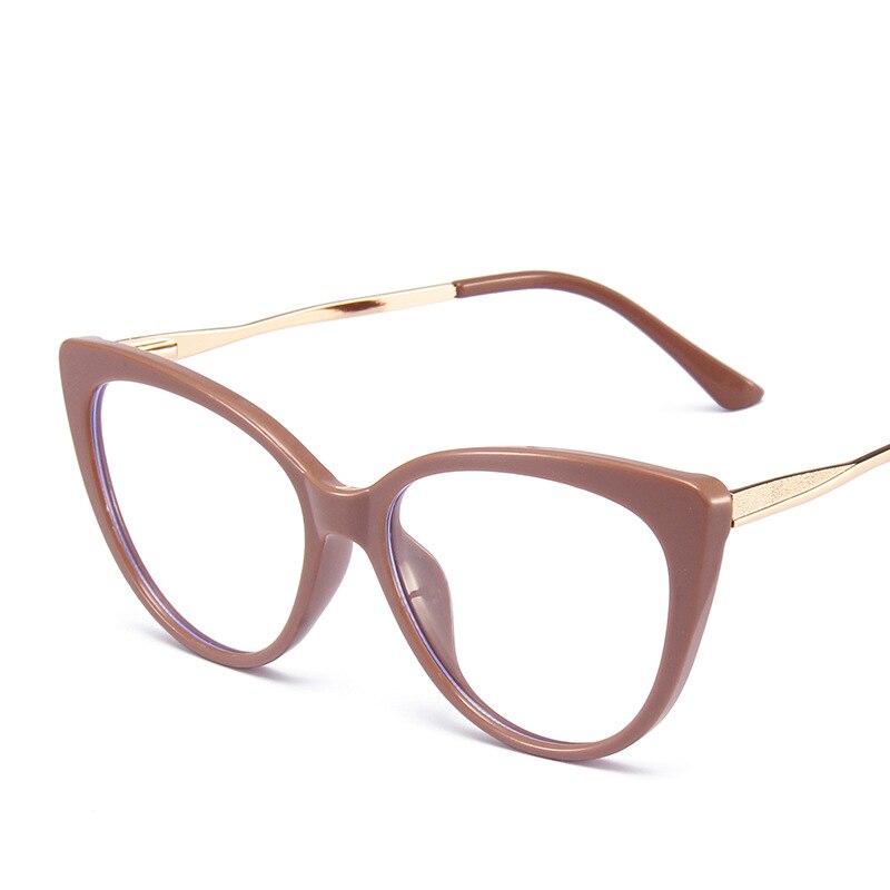 YOOSKE Anti Blue Light Glasses Women Retro Cat Eye Glasses TR90 Metal Spring Leg Optical Glass can be Equipped with Myopia Lens: tea pink