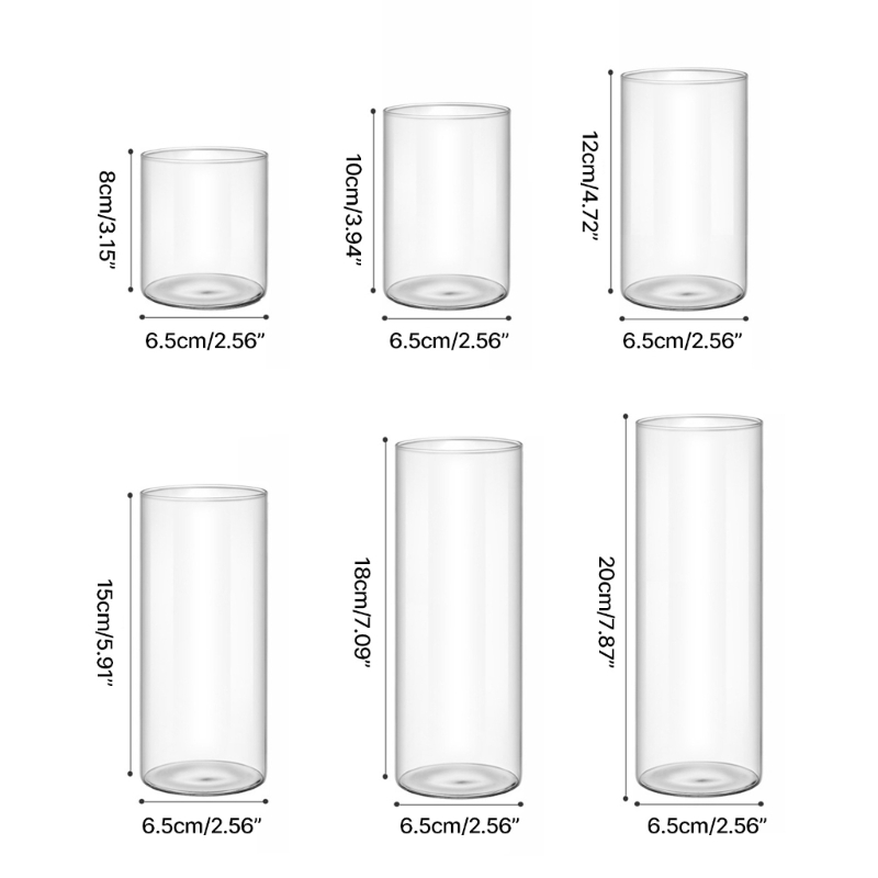 Vaso vidro contemporâneo com cilindros vidro decorativos para flores e velas