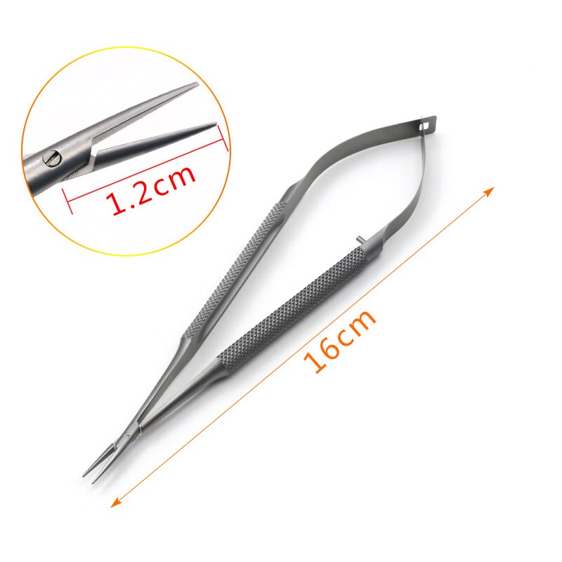 Micro schaar roestvrij staal titanium legering chirurgisch fijne instrumenten straight puntige tip 12 14 16 18 cm: F