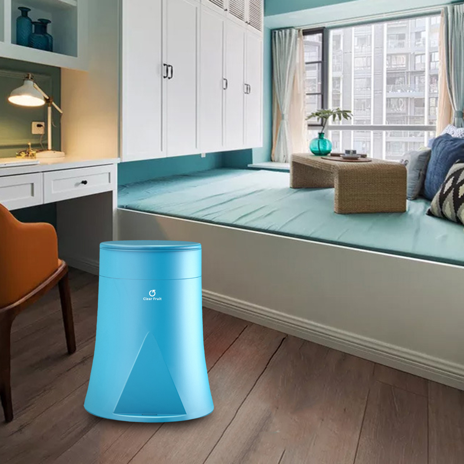 12L Trash Garbage Can Bin with Trash Bag Case Change Bag Easily: Blue 