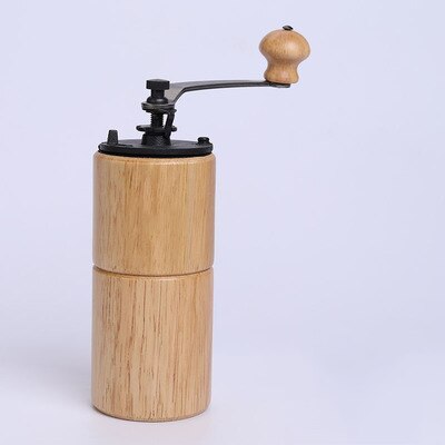 Klassisk træ manuel kaffekværn hånd rustfrit stål retro kaffe krydderi mini burr mølle med høj keramisk millston: F