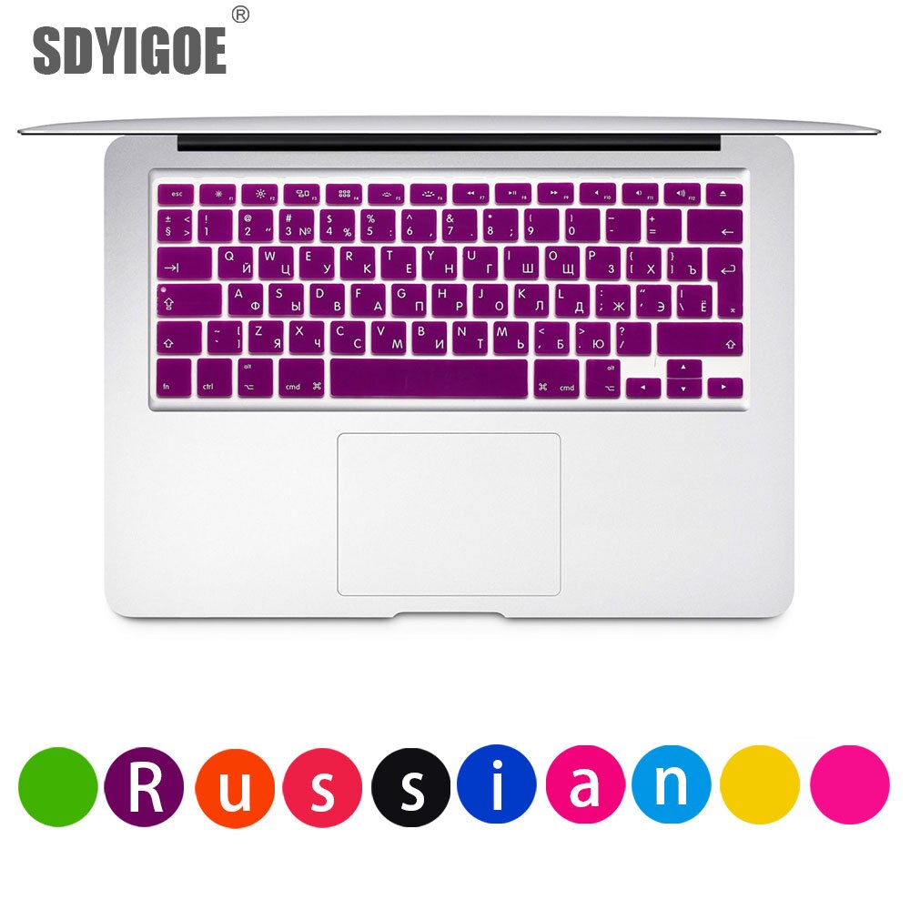 Russische Für apple macbook pro Laptop Tastatur abdeckung air 13 &quot;15pro A1466A1502A1398A1278EU-Enter Silikon Tastatur schutz film: Lila
