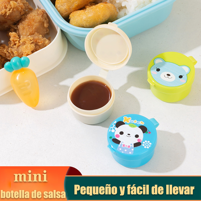 Lunch Bento Soy Sauce Box Container with Dropper Cute Plastic Condiment Dispenser Mini Salad Tomato Sauce Bottle