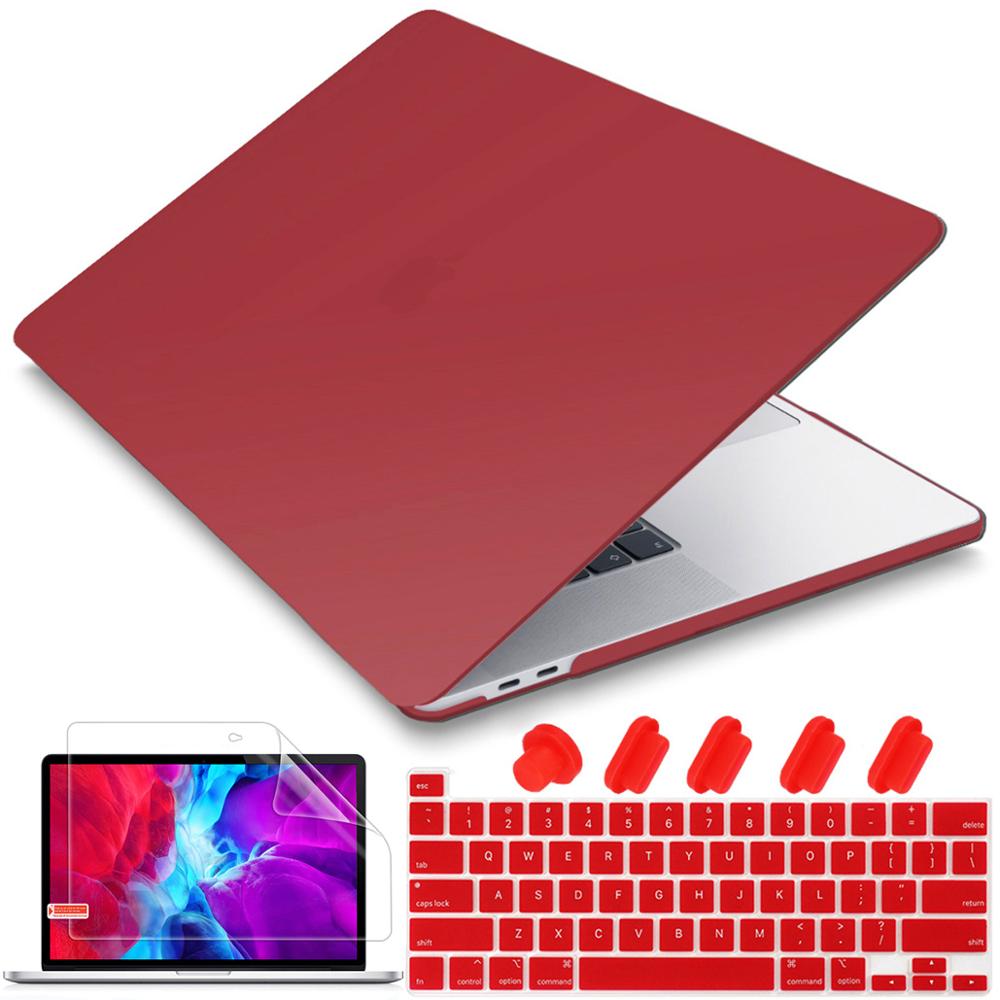 Screen protector Keyboard cover Hard Shell Case for Macbook Pro 16 inch with Touch Bar A2141: Wine Red