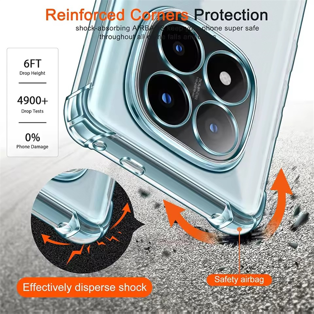 Shockproof Silicone Soft Case For Xiaomi Redmi Note 14 Pro Plus 4G 5G Case For Redmi Note14 13 12 11 Pro Plus Thin Clear Cover