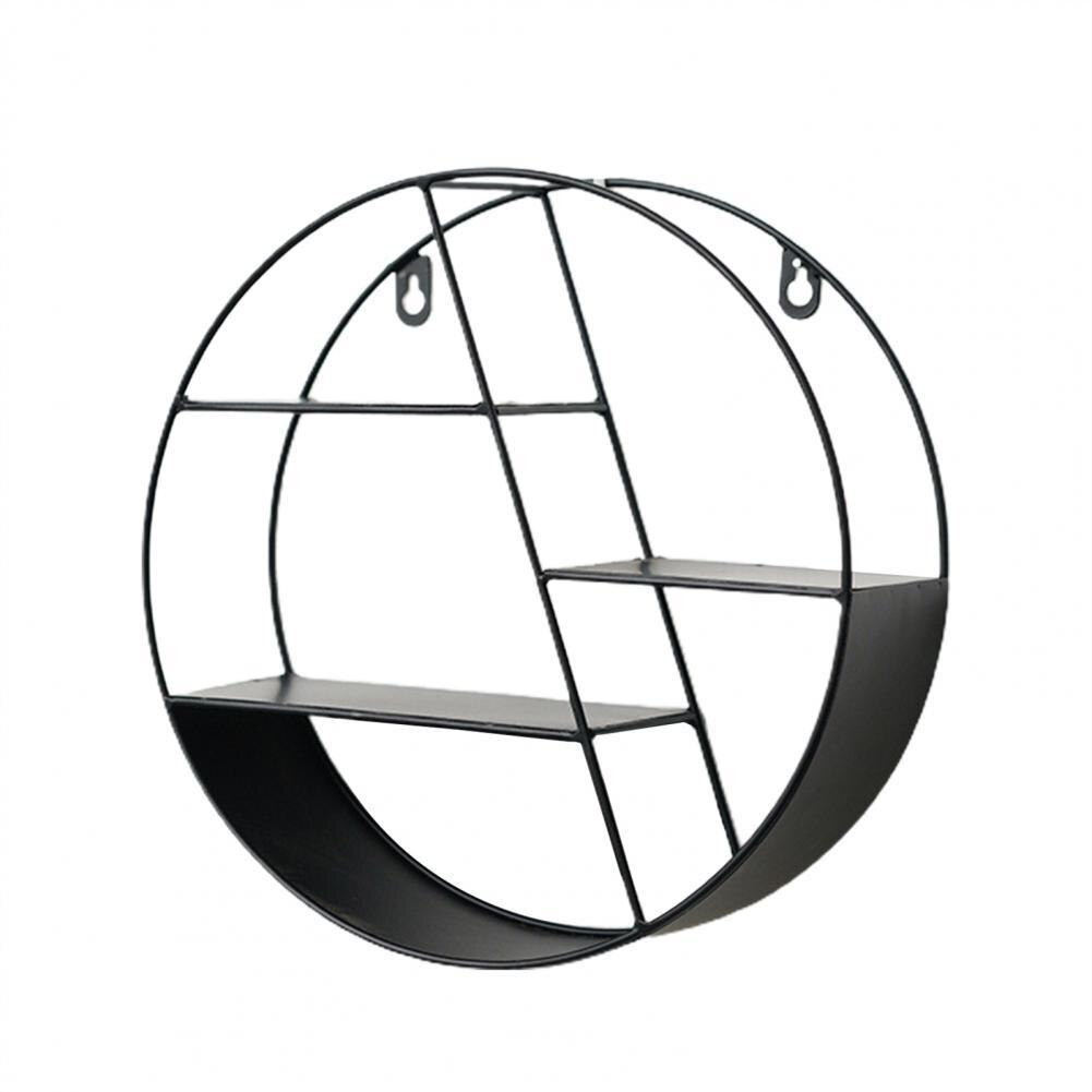 Useful Storage Shelf Durable Geometric Figure 2 Shapes Household Wall-mounted Storage Rack: Black 2