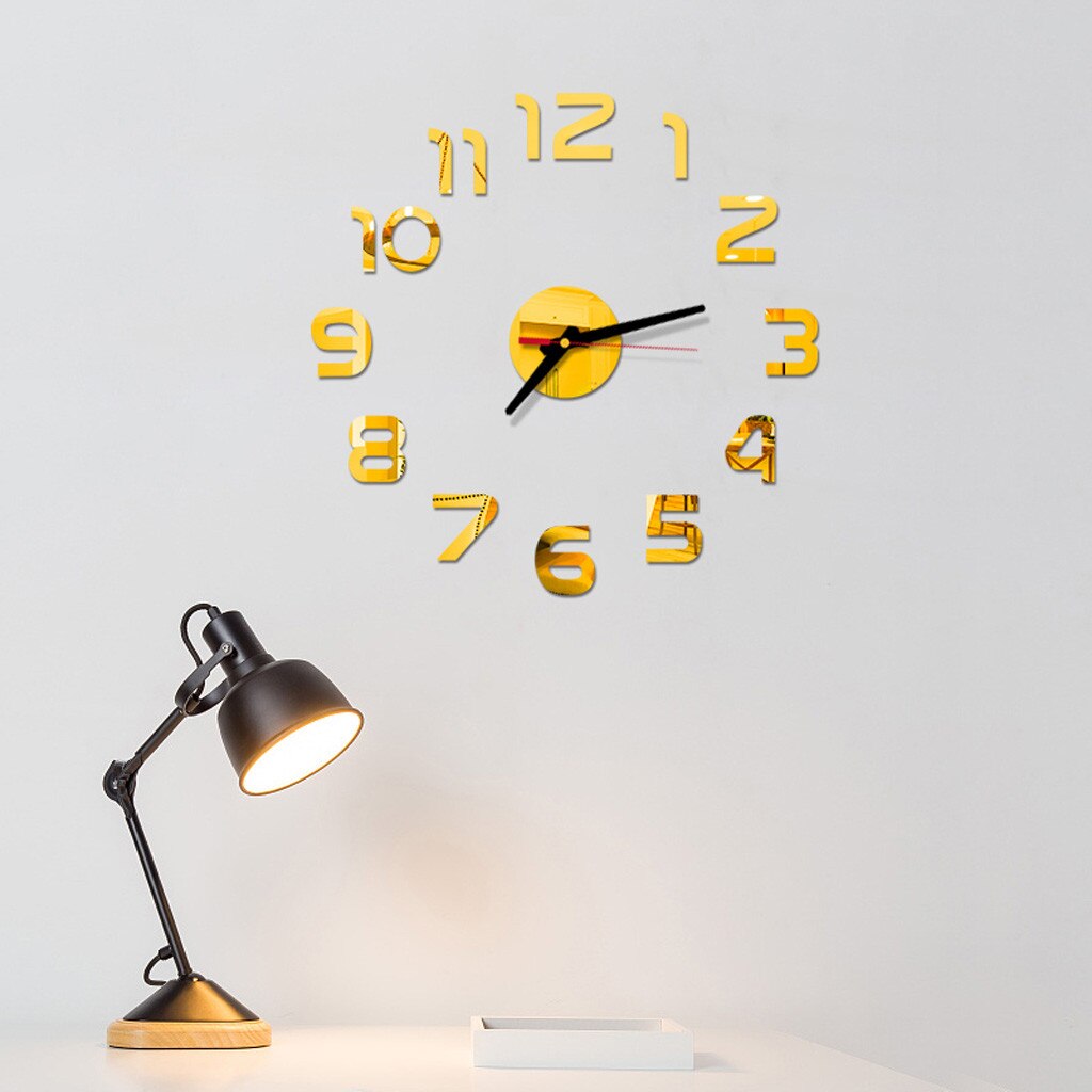 DIY Wall Clock 3D Mirror Surface Sticker Home Office Decor Clock Acrylic Mirror Stickers Watch For Home Living Room Decoration